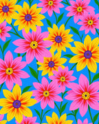 Vibrant Floral Bloom Pattern Rug