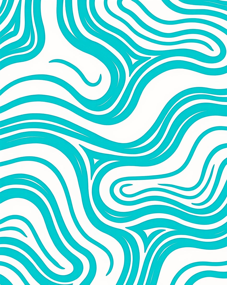 Abstract Aqua Swirl Pattern Rug