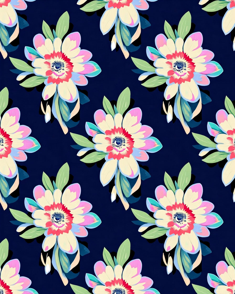 Bold Floral Pattern with Pink and Teal Accents Rug
