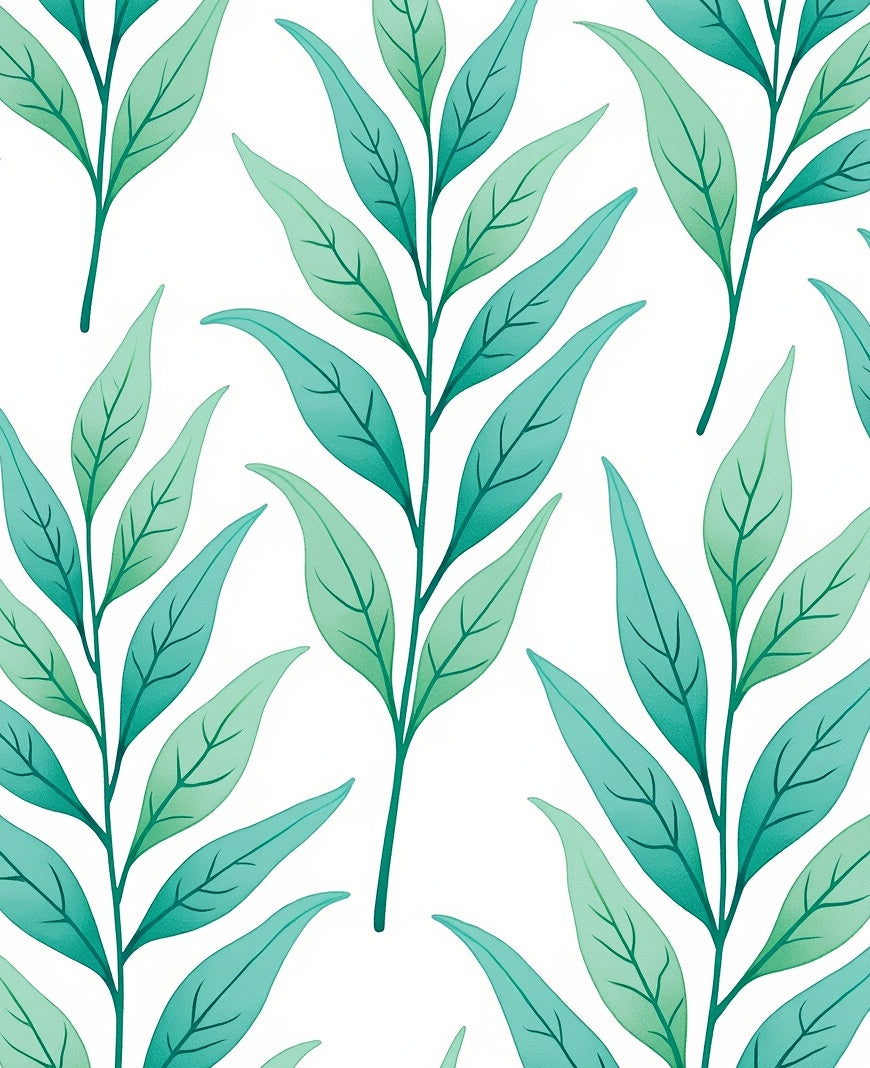 Green Leaf Branch Pattern Rug