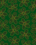 Golden Floral Outline on Deep Green Background Rug