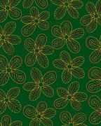 Golden Floral Outline on Deep Green Background Rug