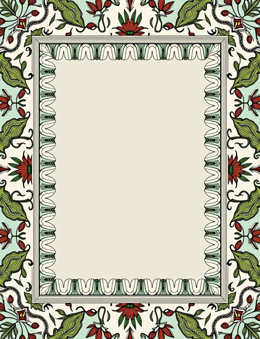 Floral Vine Border Design Rug