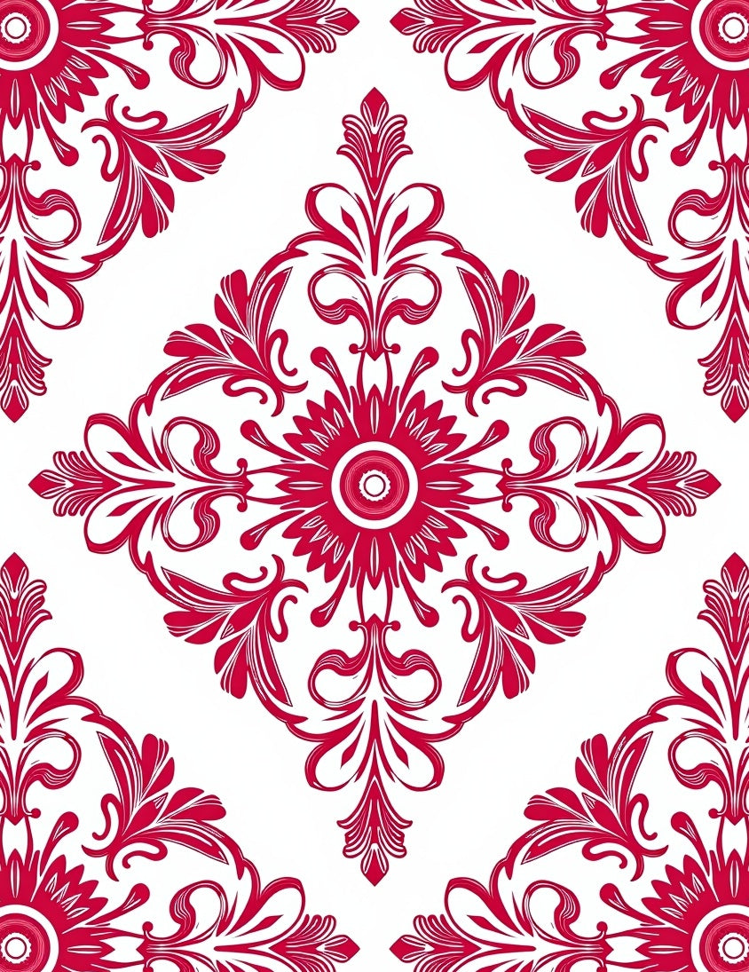 Crimson Floral Medallion Ornament Rug