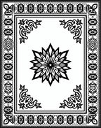 Ornate Black and White Mandala Design Rug