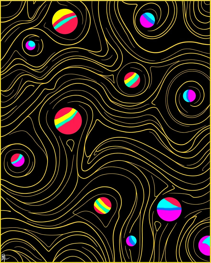 Vibrant Swirls 2 Colorful Spheres Rug