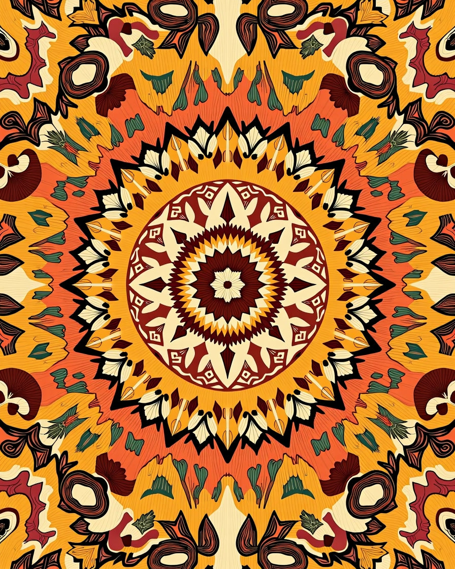 Vibrant Earth Tones Mandala Pattern Rug
