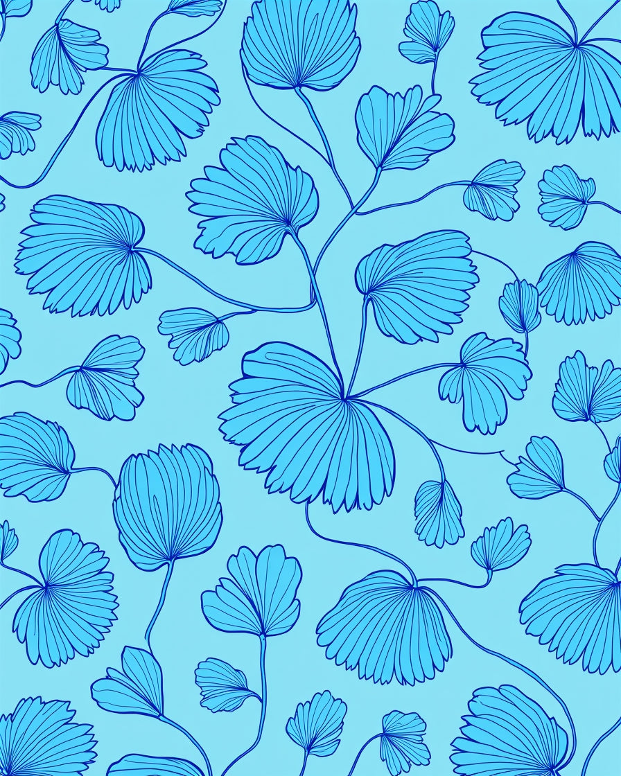Blue Leafy Vine Pattern Rug