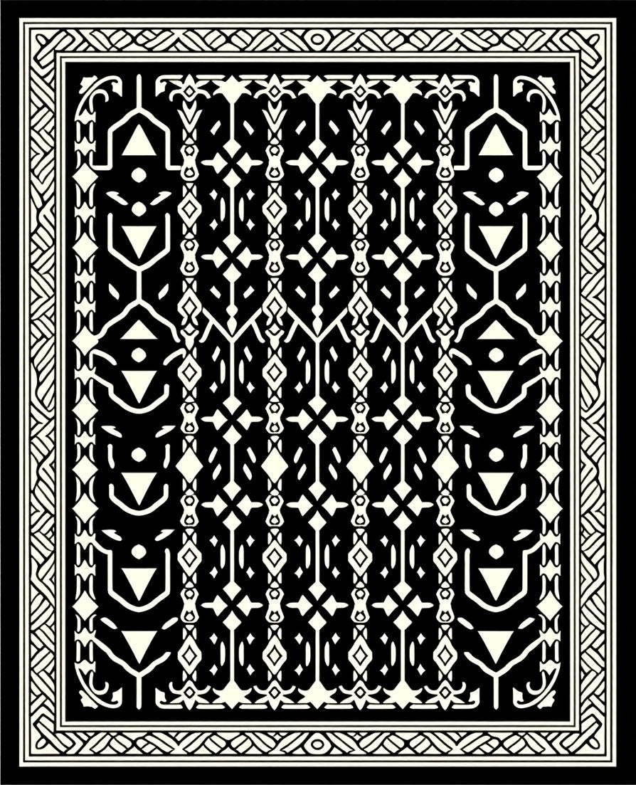 Black White Geometric Statement Rug