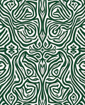 Symmetrical Green And White Organic Pattern Rug