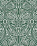 Symmetrical Green And White Organic Pattern Rug
