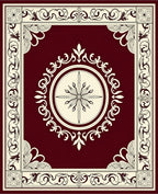 Ornate Floral Scroll Border Design Rug