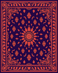 Ornate Floral Sunburst Pattern Rug