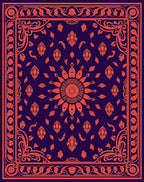 Ornate Floral Sunburst Pattern Rug