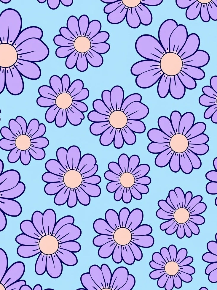 Retro Purple Daisy Pattern Rug