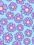 Retro Purple Daisy Pattern Rug