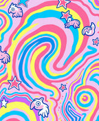 Whimsical Swirls Stars Pattern Rug