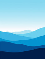 Abstract Blue Layered Landscape Rug