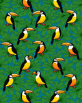 Tropical Toucan And Leaf Pattern Rug