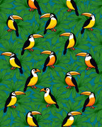 Tropical Toucan And Leaf Pattern Rug