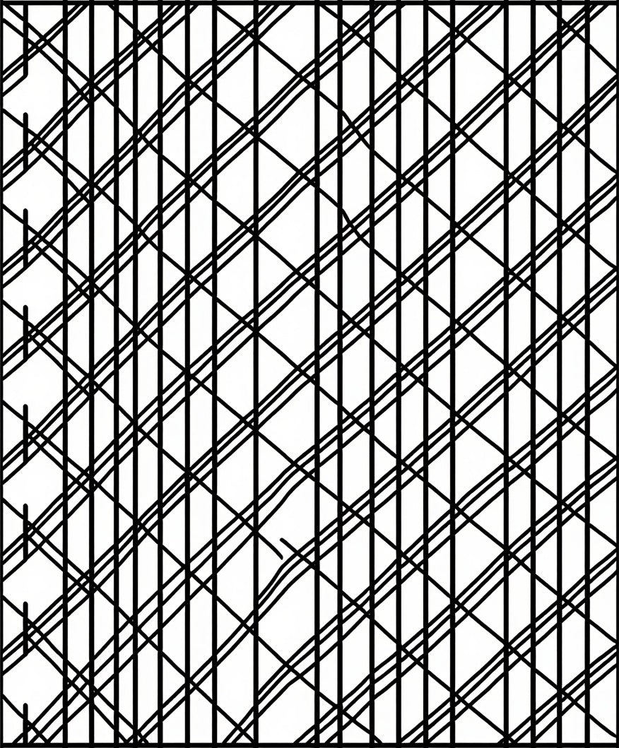 Bold Black Intersecting Lines Pattern Rug