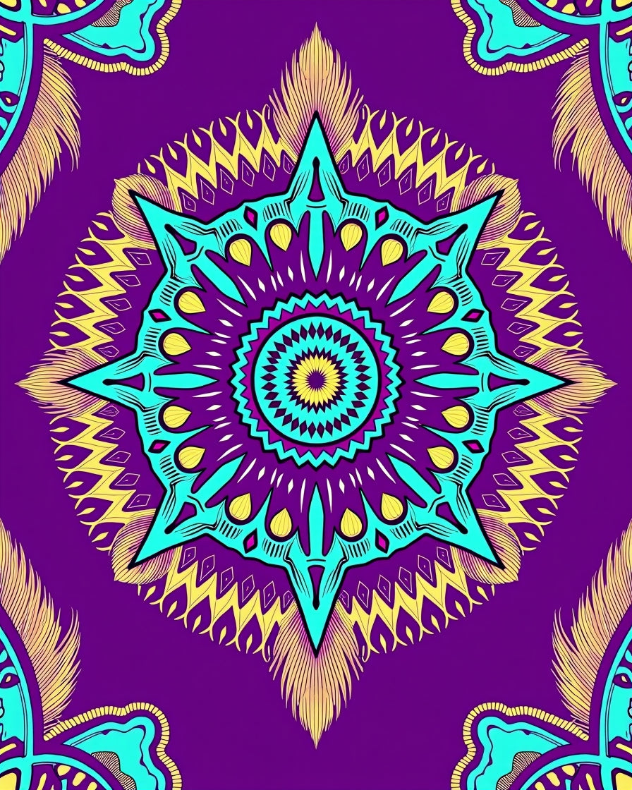 Radiant Starburst Mandala Pattern Rug
