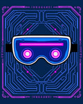 Futuristic VR Goggles Circuit Board Design Rug