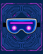 Futuristic VR Goggles Circuit Board Design Rug