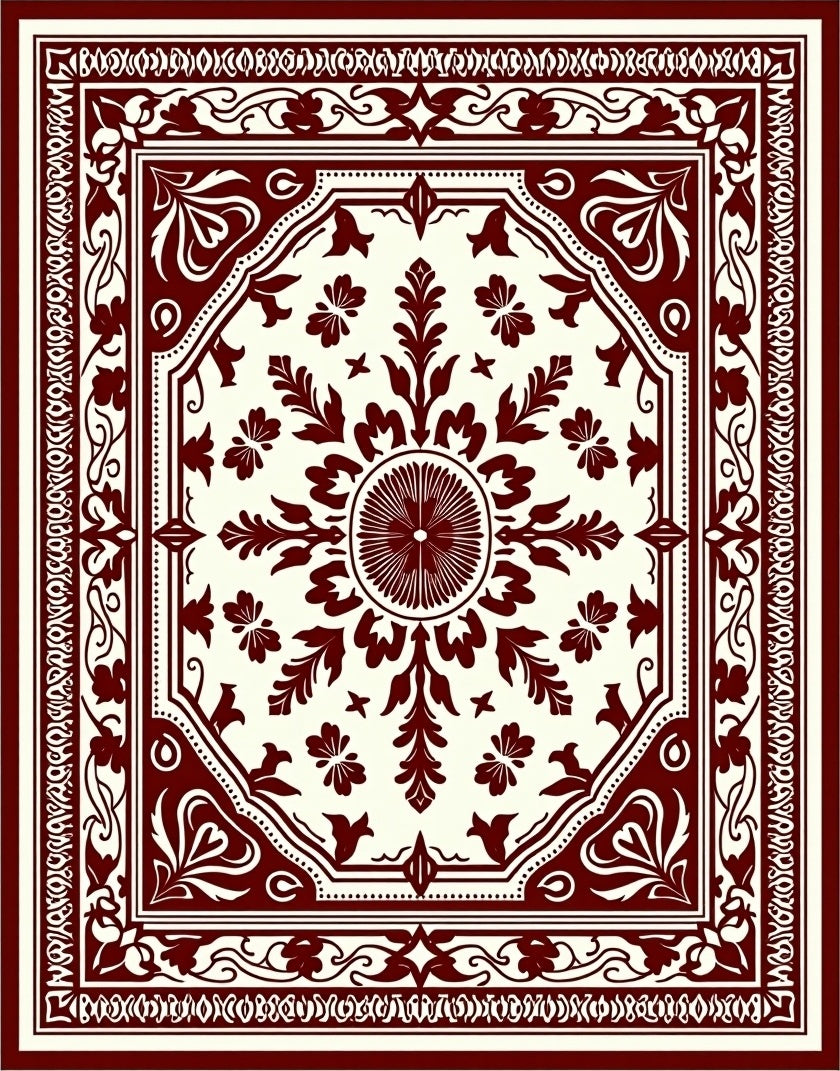 Ornate Floral Medallion Pattern Rug