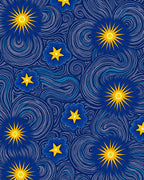 Swirling Starry Floral Pattern Rug