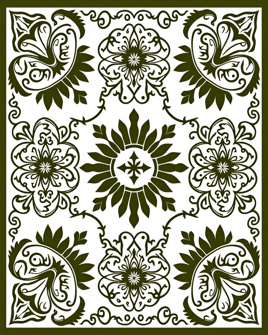 Elegant Floral Medallion Pattern Rug