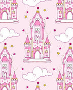 Pink Castle Clouds And Stars Pattern Rug