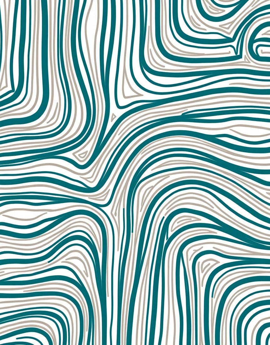 Modern Teal Gray Wavy Lines Rug