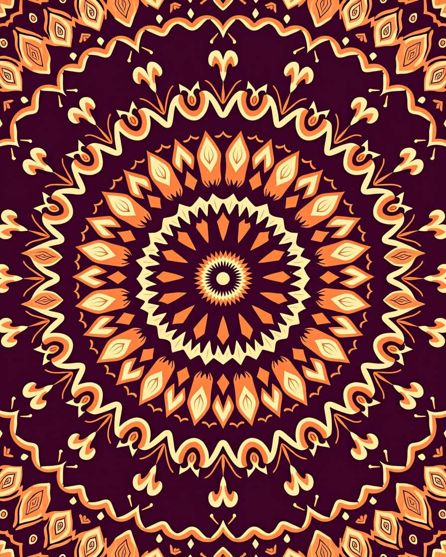 Mandala Pattern Warm Tones Rug