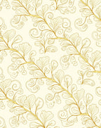 Elegant Golden Swirl Leaf Pattern Rug