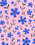 Blue Floral Pattern On Pink Background Rug