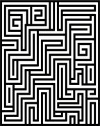 Black White Maze Lines Rug