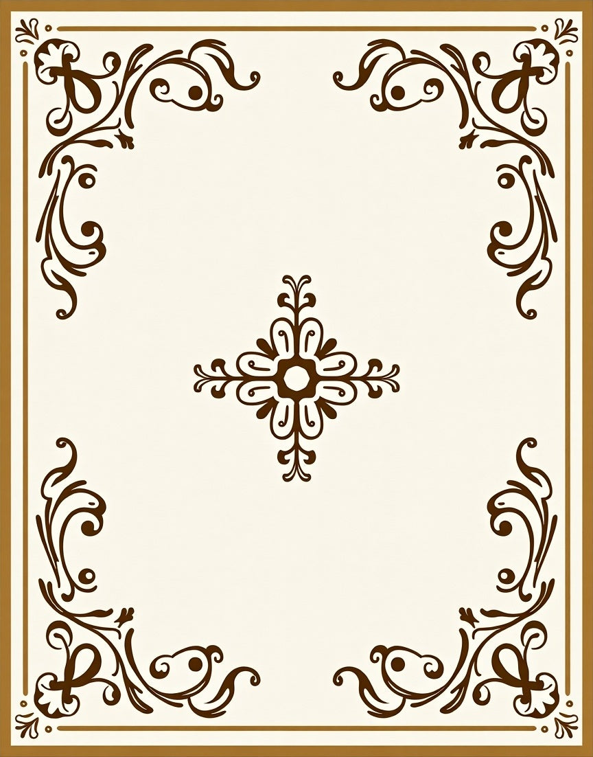 Ornate Scrollwork Accent Design Rug