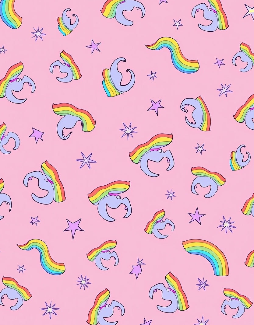 Whimsical Unicorn Rainbow Star Pattern Rug