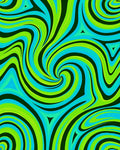 Swirling Green Blue Psychedelic Pattern Rug