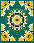 Bold Floral Sunburst Teal Rug