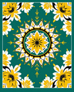Bold Floral Sunburst Teal Rug