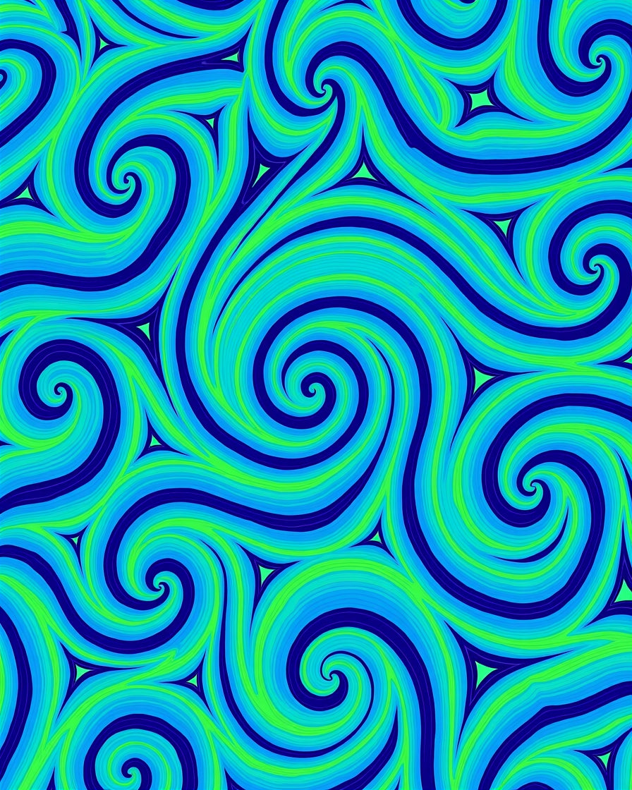 Vibrant Blue Green Swirl Pattern Rug