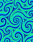 Vibrant Blue Green Swirl Pattern Rug