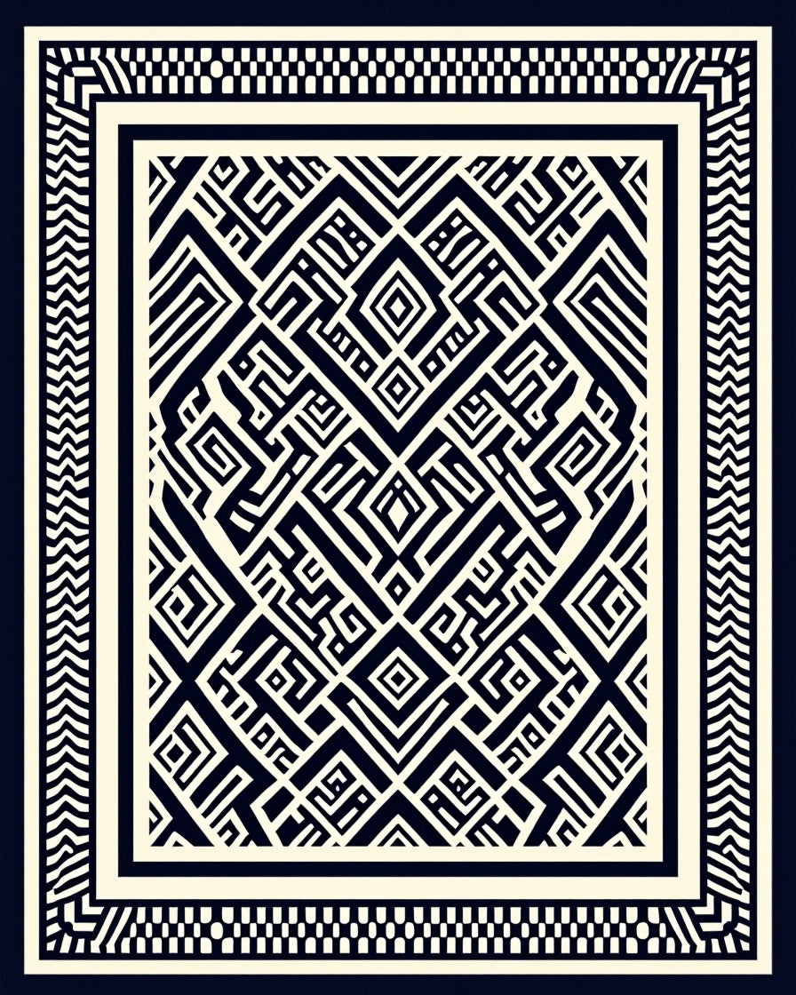Abstract Geometric Maze Pattern Rug