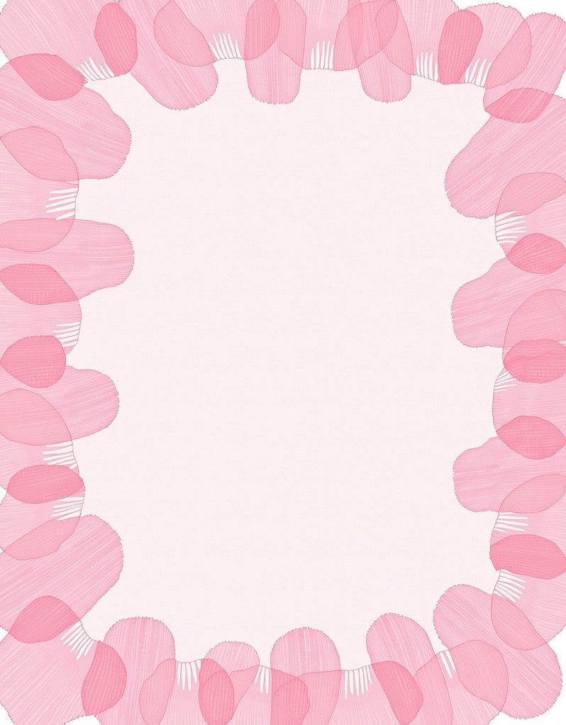 Soft Pink Petal Border Design Rug