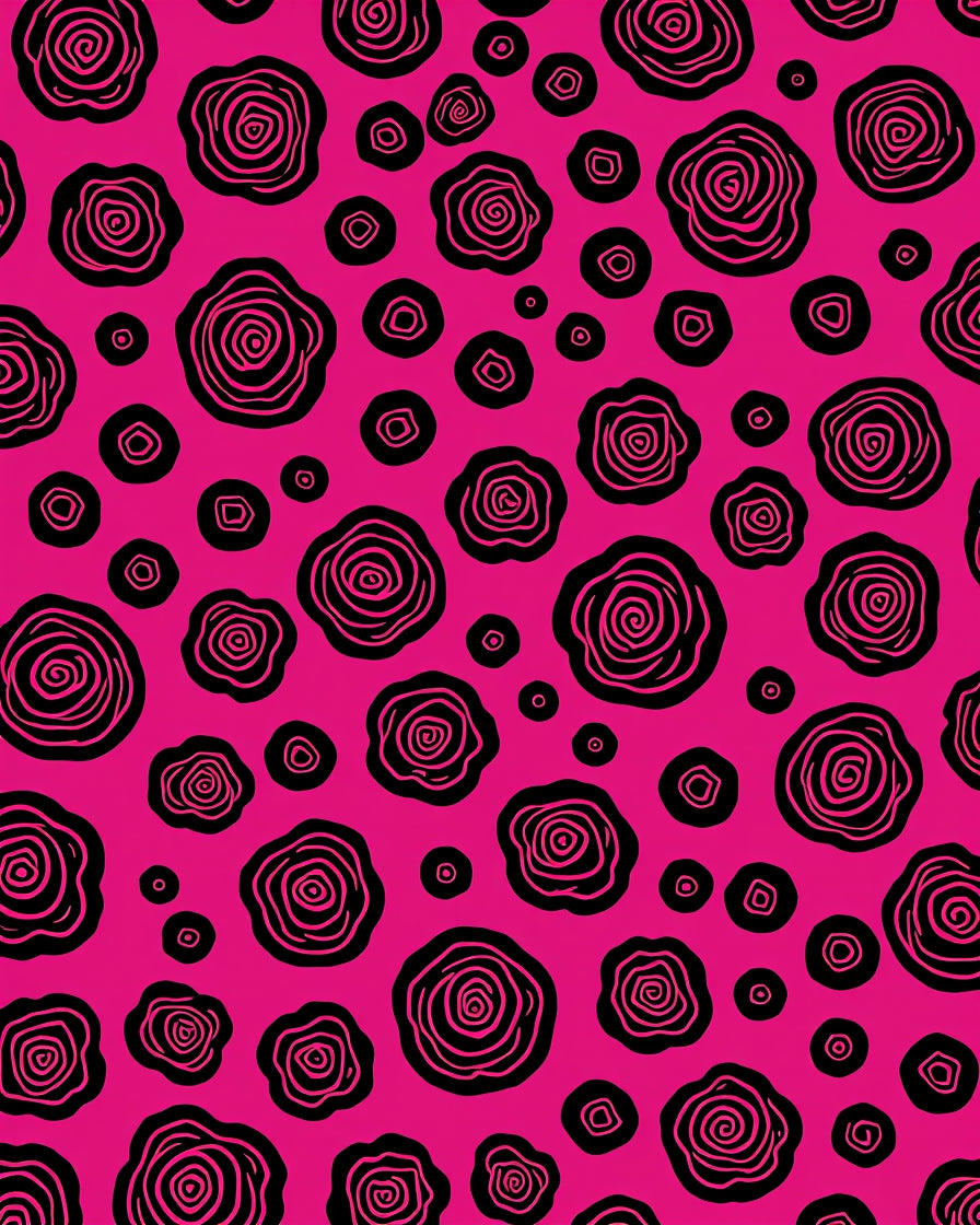 Bold Pink Swirl Flower Design Rug