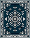 Ornate Floral Medallion Inlaid Geometric Rug