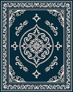 Ornate Floral Medallion Inlaid Geometric Rug