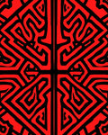 Bold Red Black Maze Pattern Rug